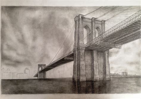 Brooklyn Bridge - pencil drawing - Dreams of an Architect