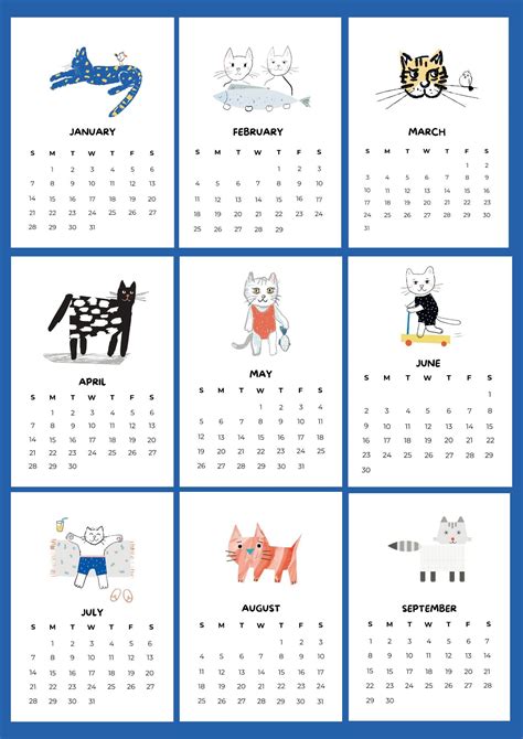 Printable Cat Calendar 2024 Funny Calendar 2024 Calendar 2024 Monthly ...