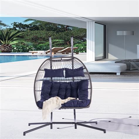 Double Egg Chair, 2 Person Egg Chair with Stand and Thick Cushion ...