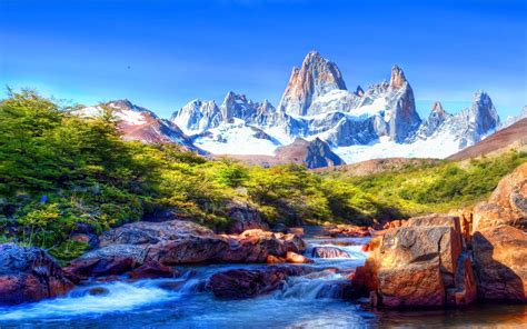 Mountain Scenery With Snow Covered River Rocks, Beautiful Hd Wallpaper ...