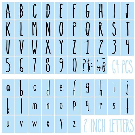 Buy 64 Pieces 2 Inch Alphabet Stencils Small Letter Stencils Skinny ...