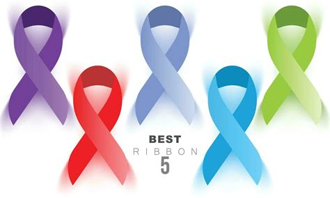 Awareness Ribbon set in different color. health, cancer, disease ...