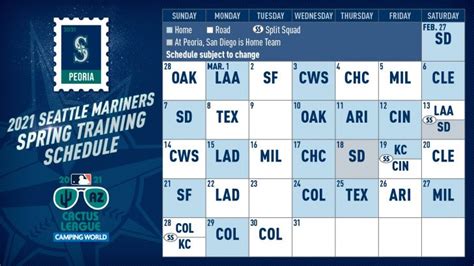 Mariners Announce 2021 Spring Training Schedule By | Printable Schedule