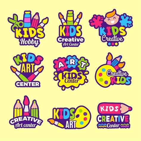 Premium Vector | Creativity kids logo. Craft emblems or badges children ...