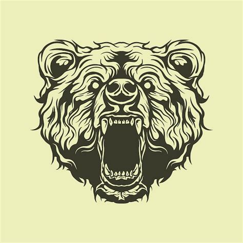 Premium Vector | Angry Bear face illustration