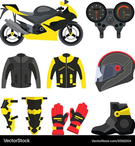 Set of motorcycle accessories design Royalty Free Vector