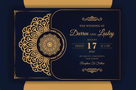 Luxury Mandala Wedding Invitation Card template with pattern Arabic ...