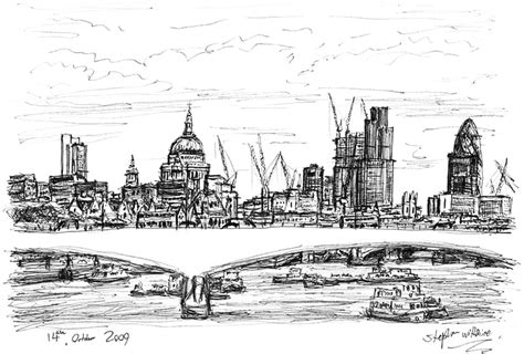 Original Drawing of St Pauls and the City of London skyline