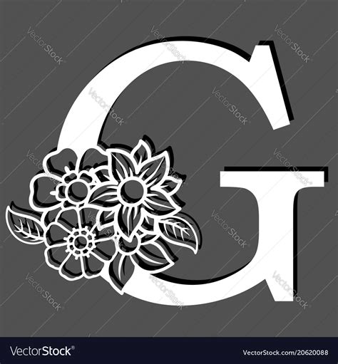 Letter silhouette with flowers g Royalty Free Vector Image