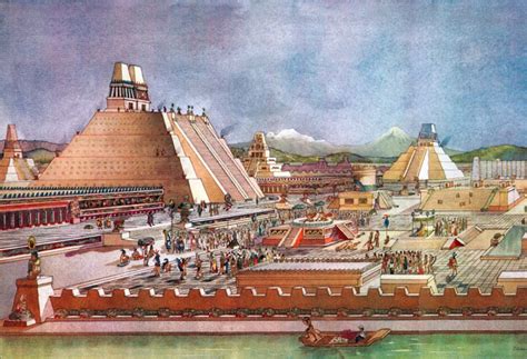 The central plaza of Tenochtitlán, the Aztec capital, included a ...