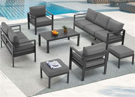 AECOJOY Aluminum Patio Furniture Set, Modern Outdoor Patio Furniture ...