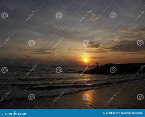 Sunrise at Sanur beach. stock photo. Image of evening - 238653640