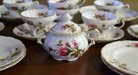 Vintage China Tea Set White with Pink Roses Made in Japan 21