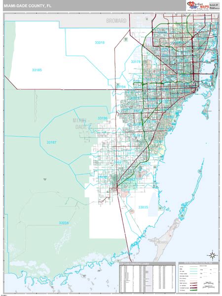 Miami-Dade County, FL Wall Map Premium Style by MarketMAPS - MapSales