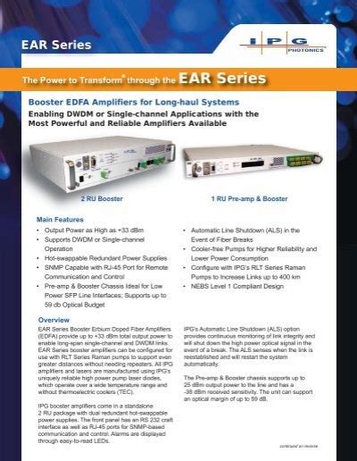 EAR Series Booster IPG - IPG Photonics