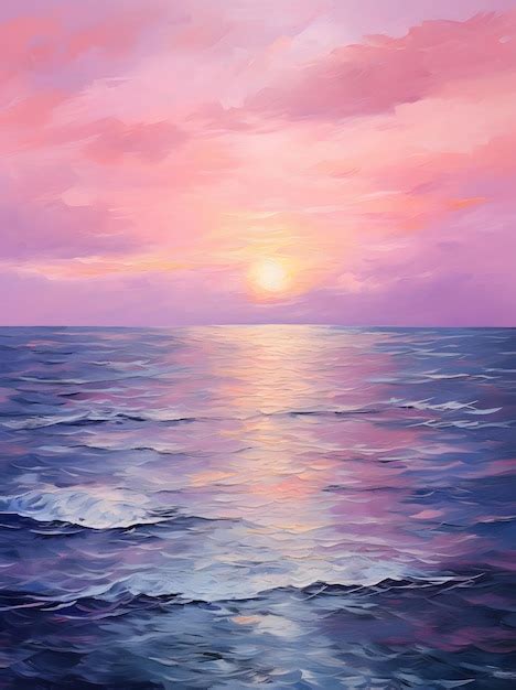 Premium AI Image | sunset on the lake painting