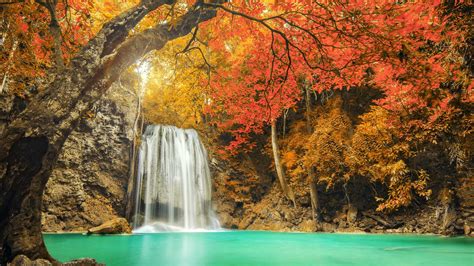 Erawan Waterfall in Kanchanaburi at autumn, Thailand | Windows ...