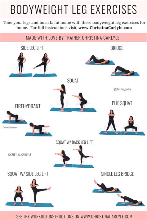 Leg exercises at home bodyweight workout for women – Artofit