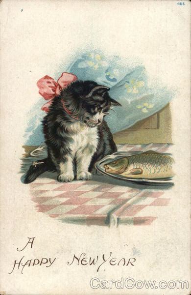 A Happy New Year Cats Postcard