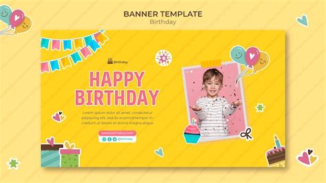 Free PSD | Happy birthday horizontal banner