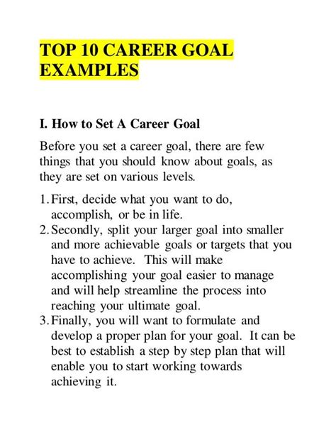 Career Goals Examples - Nehru Memorial