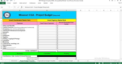 Project Budget Template Excel