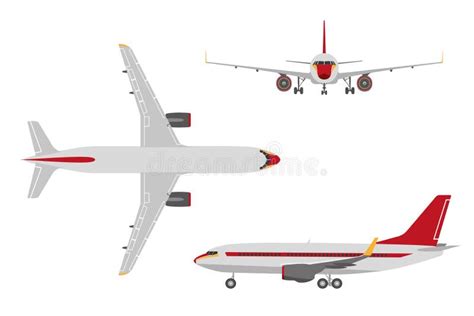 Drawing Plane in a Flat Style on a White Background. Top View, F Stock ...