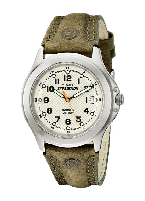 Timex Men's T49953 Expedition Metal Field Green Leather Strap Watch | eBay