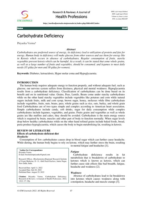 (PDF) Carbohydrate Deficiency