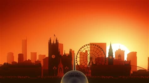 Manchester Skyline Sunrise Take Off, Motion Graphics | VideoHive