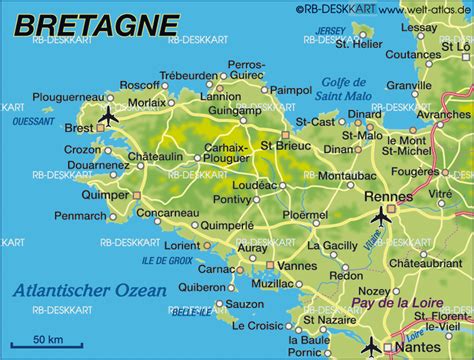 Map of Brittany, Bretagne (Region in France) | Welt-Atlas.de