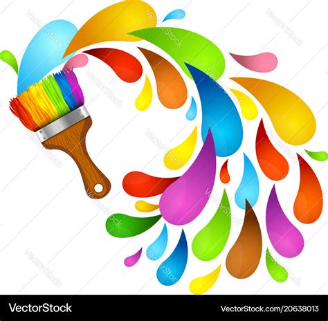 Brush with color paint Royalty Free Vector Image