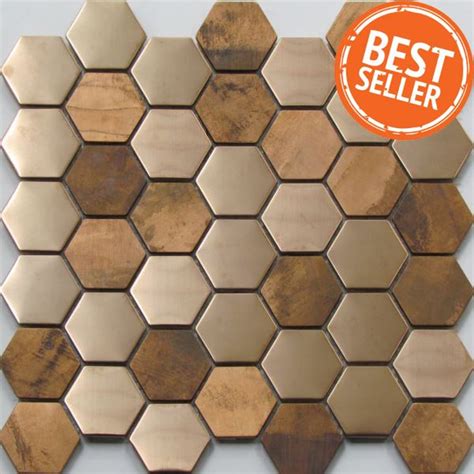 0970 Hexagon Copper Mosaic Tiles - ExoTiles