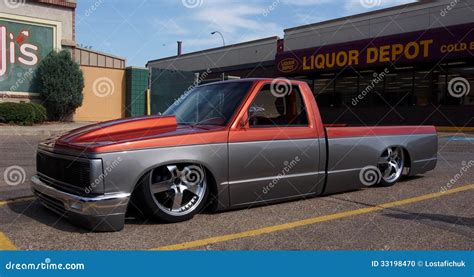 Red and Grey Lowrider Truck with Hydraulics Editorial Image - Image of ...