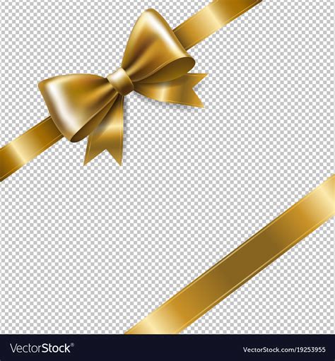 Golden ribbon bow Royalty Free Vector Image - VectorStock