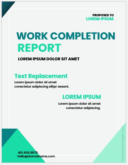 Work Completion Report Cover Pages | Download for MS Word