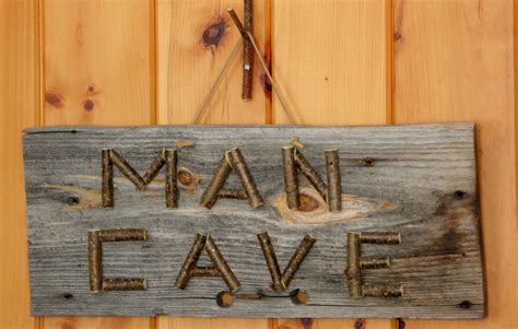 MAN CAVE SIGN Rustic Barn Board Wood & Twig by TheRusticWoodshed