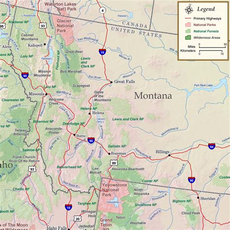 Montana National Parks, Forests and Wilderness Map - Rocky Mountain ...