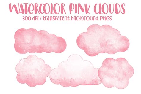 Watercolor Pink Clouds Png Cloud Clipart Graphic by HeartyClipart ...