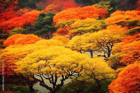 JeJu Island in autumn, winter, spring, summer. Beautiful different ...