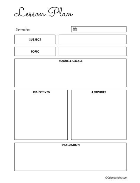 Teacher Lesson Planner Template - Free Printable Templates