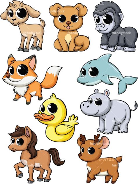 Cute Baby Animals Cartoon Vector Clipart - FriendlyStock