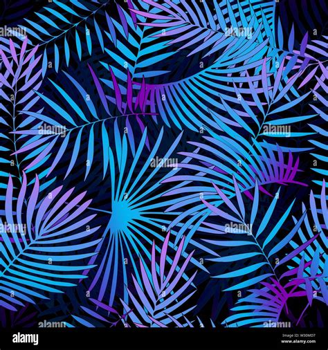 Tropical plants neon fluorescent colors seamless pattern background ...