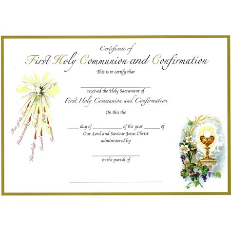 COMBINED SACRAMENTS CERTIFICATE - First Holy Communion and Confirmation ...