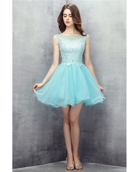 Cute Sky Blue Tulle Short Prom Dress #YH0110 $122 - GemGrace.com