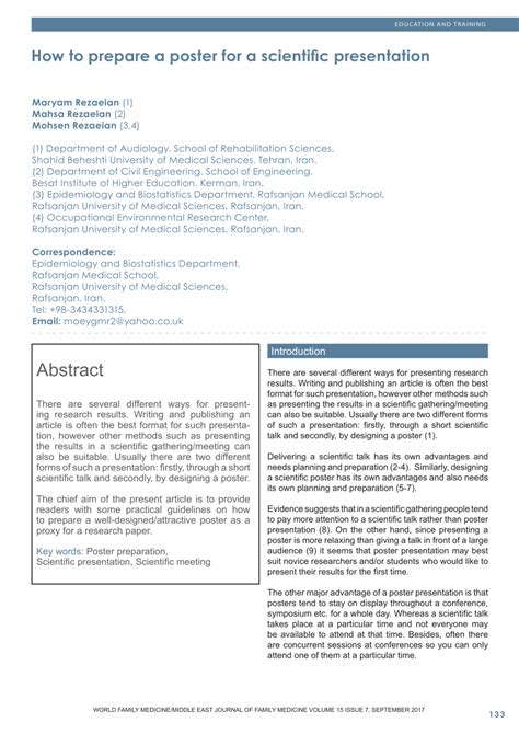 (PDF) How to Prepare a Poster for a Scientific Presentation