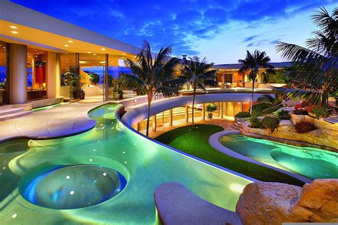 Luxury Homes, house, lighting, pool, night, HD wallpaper | Peakpx