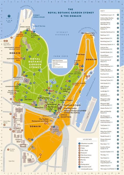 Sydney botanic gardens map - Royal botanic gardens sydney map (Australia)