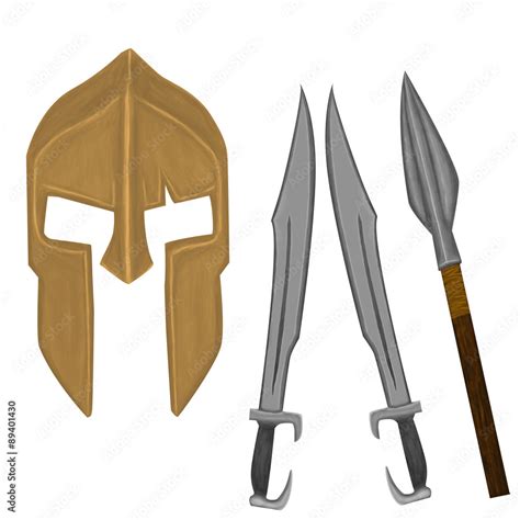 Spartan Weapons set 2 draw Stock Illustration | Adobe Stock