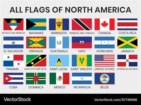 Flags all north america countries Royalty Free Vector Image